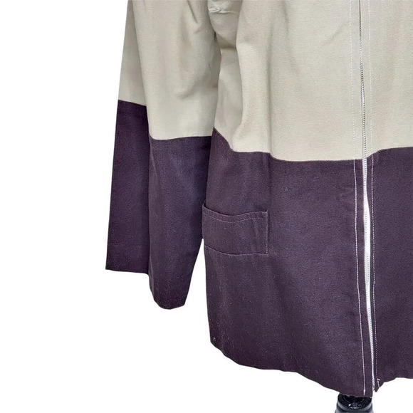 MAGGIE BARNES Womens Plus Fall Colorblock Cotton Canvas Jacket Size 1X Brown - Picture 9 of 12